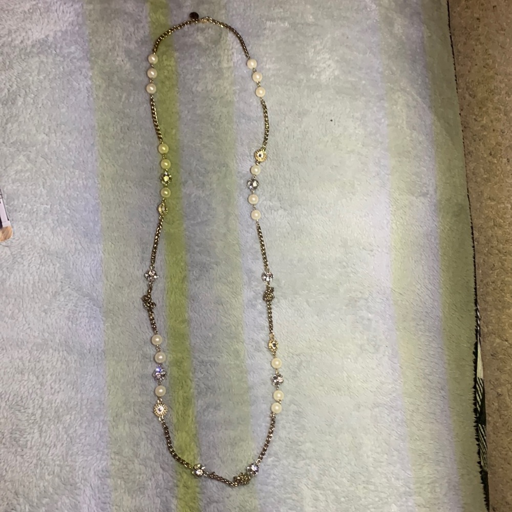 Bella Jack Gold Pearl And Crystal Necklace